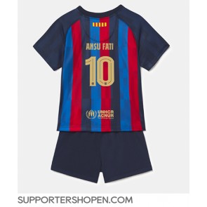Barcelona Ansu Fati #10 Hemmatröja Barn 2022-23 Kortärmad (+ korta byxor)